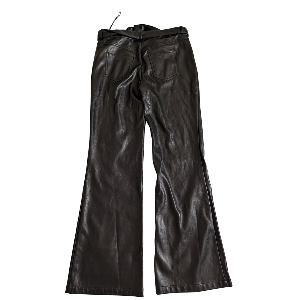LOBA Sagrada Low Rise Pants Revolve Black Faux Leather Heart Belt Bootcut M NEW - Picture 8 of 13